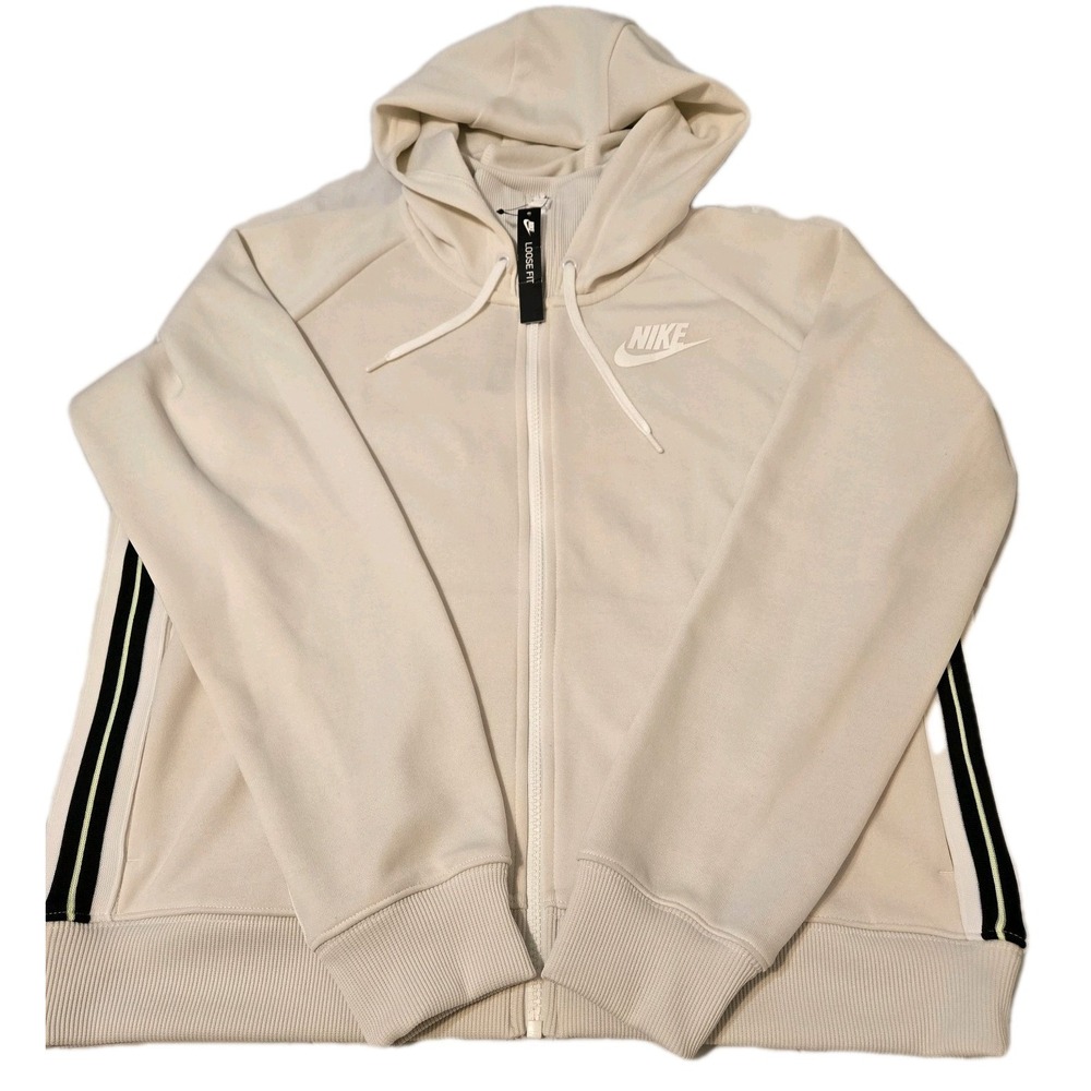 Nike Retro Hoodie Black/Green Stripe On Sleeve Full Zip Jacket Size Large NWT